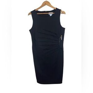 Carmen Marc Valvo Black Midi Dress with Gold Zipper Women’s Size Large